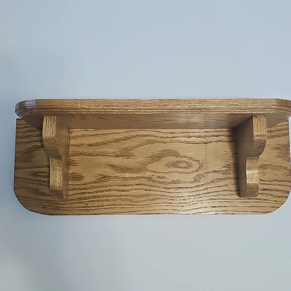 Vintage 80's 90's Wooden Homemade Handmade Oak Rustic Cottage Core Wall Shelf